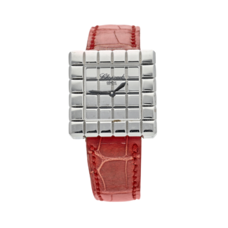 Ice Cube designed by de Grisogono, a white gold square quartz wristwatch, Circa 2000