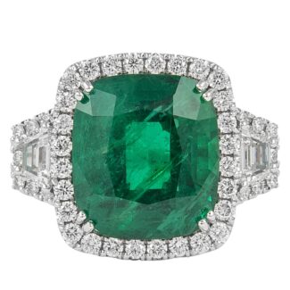 White Gold, 11.24ct Emerald and Diamond Ring