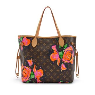 Stephen Sprouse Multicolor Monogram Roses Coated Canvas Neverfull MM Gold Hardware, 2009