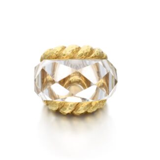 Gold and Rock Crystal Quartz Ring