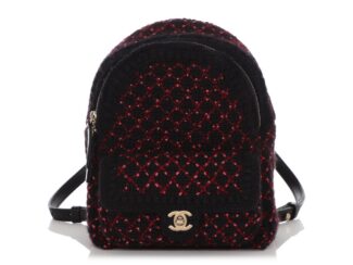 Black, Red, and Pink Tweed Mini Backpack Gold Hardware, 2017