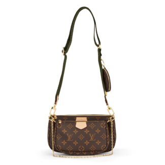 Khaki and Brown Monogram Canvas Multi Pochette Accessories Gold Hardware, 2021