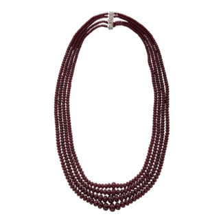 Ruby and Diamond Multistrand Bead Necklace