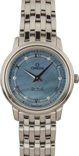 Omega De Ville Prestige Blue Mother of Pearl Diamond Dial